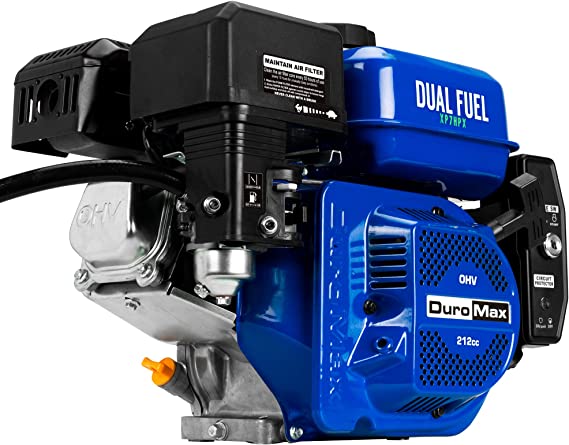 DuroMax 212cc 3/4" Shaft Recoil/Electric Start Horizontal Dual Fuel Engine