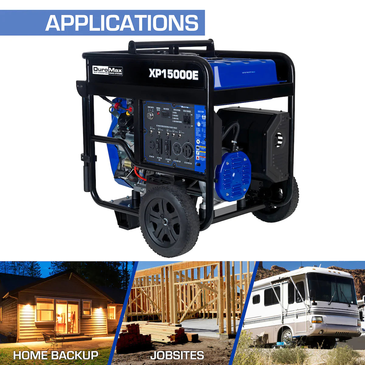 DuroMax XP15000E 15,000-Watt/12,000-Watt 713cc V-Twin Electric Start Gas Powered Portable Generator