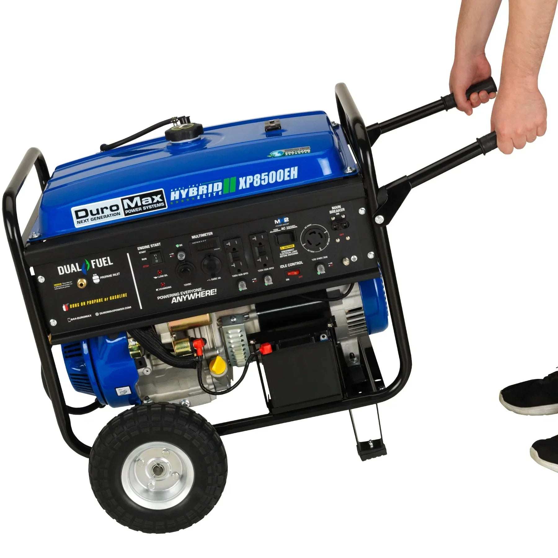 DuroMax XP8500EH 8,500-Watt/7,000-Watt 420cc Electric Start Dual Fuel Portable Generator