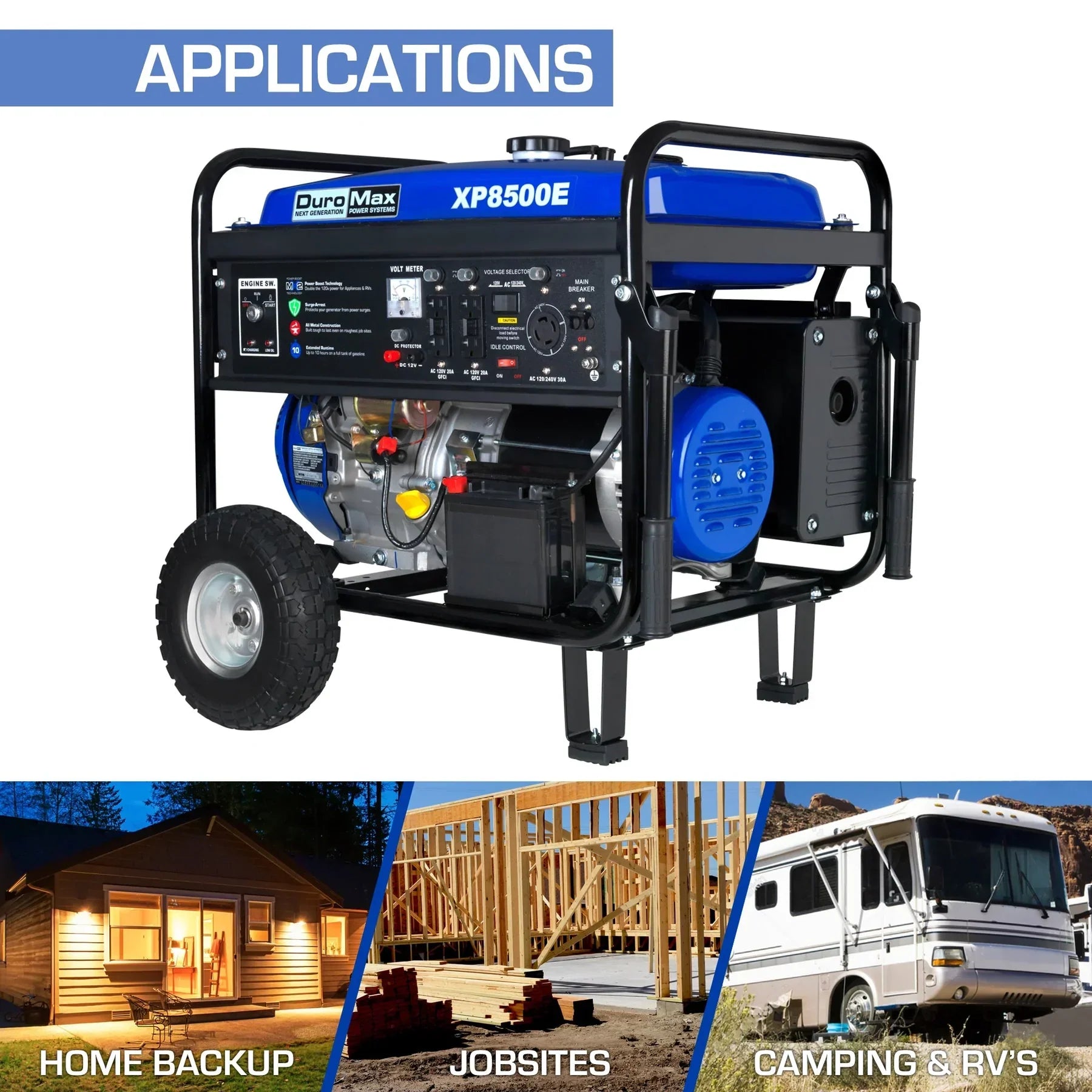 DuroMax XP8500E 8,500-Watt/7,000-Watt 420cc Electric Start Gas Powered Portable Generator